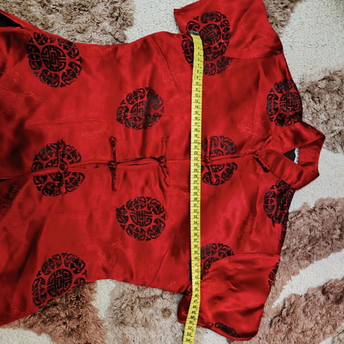 Chinese satin cheongsam blouse red like new, size S/M