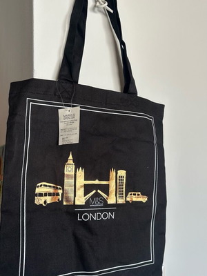Marks & Spencer shoulder bag new, black and gold with London landmarks