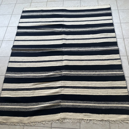 Vintage Handmade Wool Striped Rug 153x183cm used