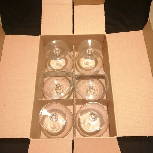 KROSNO Set of 6 Crystal Ice Cream Bowls New With Metal Flower Decoration