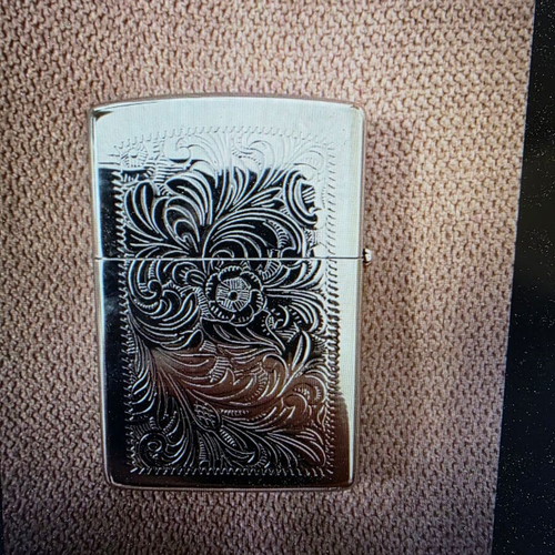 Vintage Zippo lighter silver Venetian filigree design