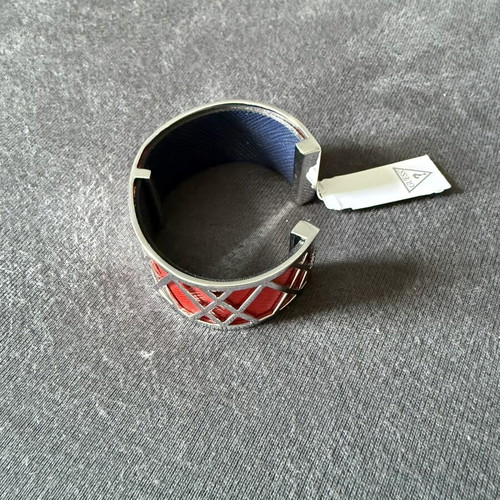 Guess women's bracelet new, red leather strap, silver tone