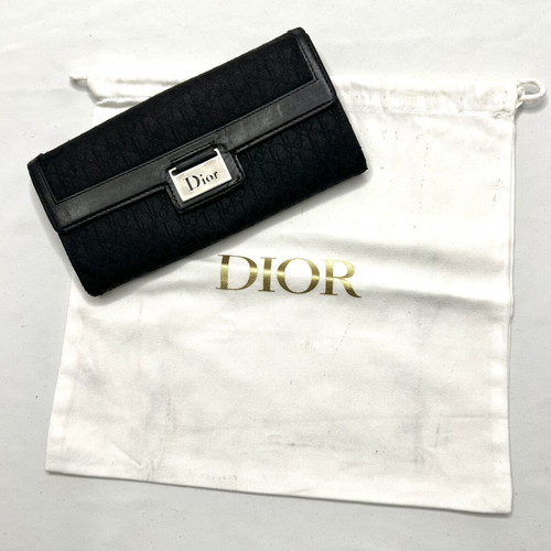 Dior black trotter canvas wallet used with dustbag
