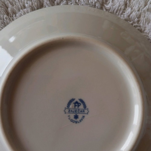 Greek coffee cups used, porcelain set of 5 with saucers