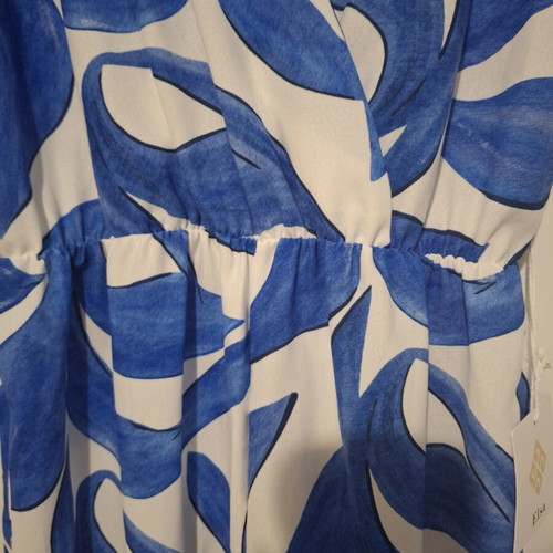 Jumpsuit one size, new, white and blue with belt