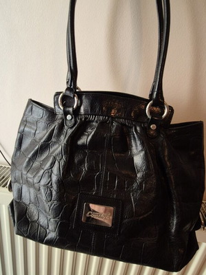 Condor leather shoulder bag vintage croco style like new, black