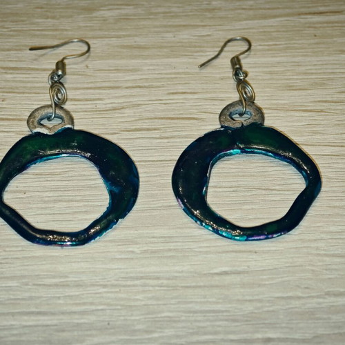 Handmade earrings green-blue