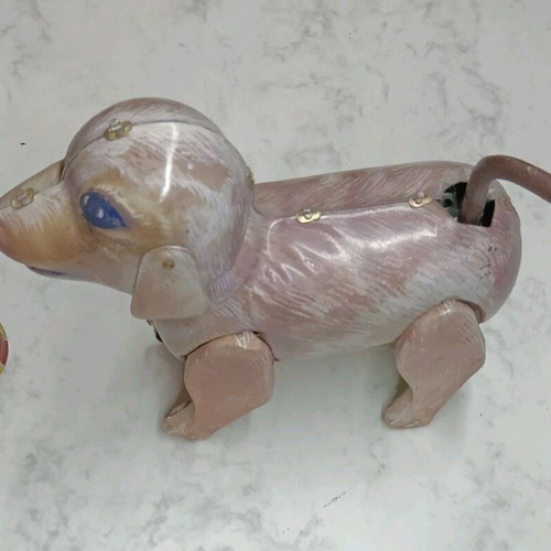 Tin wind-up dog replica of Jolly Bruno toy from 60s, new