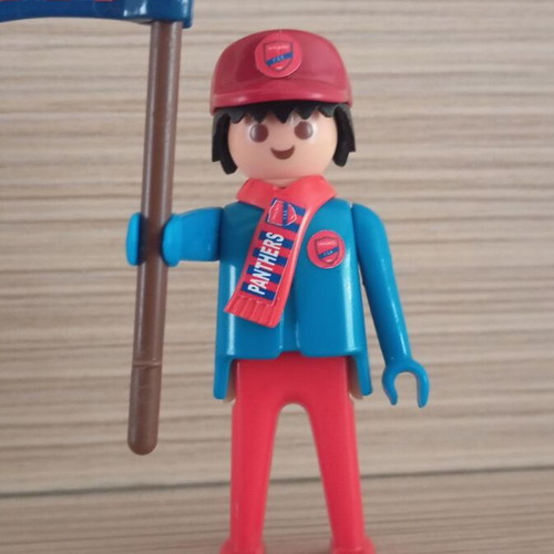 Playmobil Panionios Fan Figure like new with flag and scarf