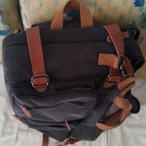 Laptop bag backpack 17.3" like new, durable canvas, anthracite