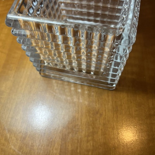 Vintage Τετράγωνο Κρυστάλλινο Βάζο Μπολ 1980s heavy cut glass σαν καινούργιο