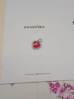 Pandora Charm Heart New Red Silver