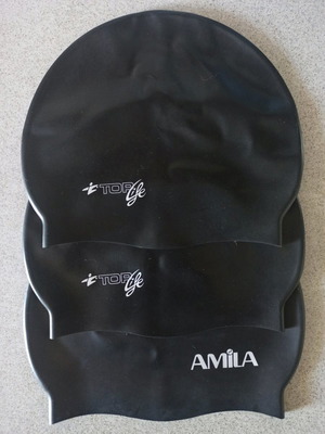 Σκουφάκια κολύμβησης καινούργια, σετ 3 από σιλικόνη