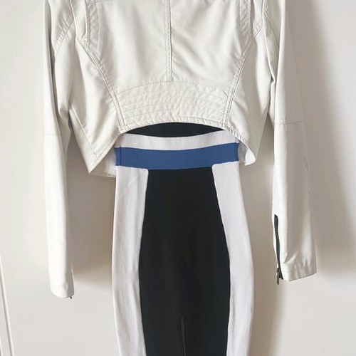 Set of jumpsuit and leather jacket new, size S and XS