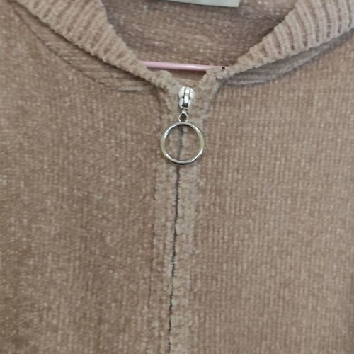 Beige chenille cardigan with hood like new, size M