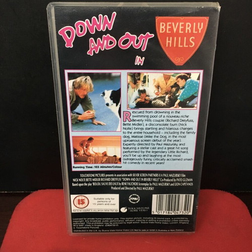Down and Out Beverly Hills VHS used, English version without subtitles