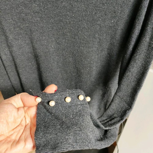 Zara blouse used, grey with pearl cuffs, size M
