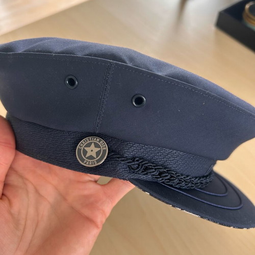 Christian Dior Navy Cap like new with Oblique interior full set