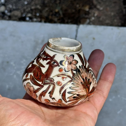 Handmade Ikaros Rhodes Ceramic Vase used, handpainted decorative