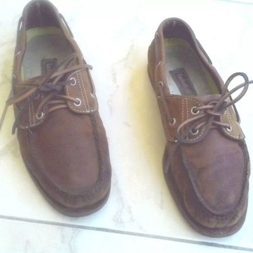 Timberland boat shoes earthy brown leather used men's size 9 with box
