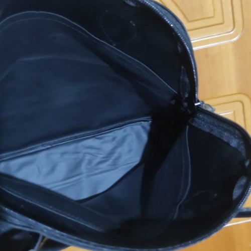 Handbag black satin and leatherette new