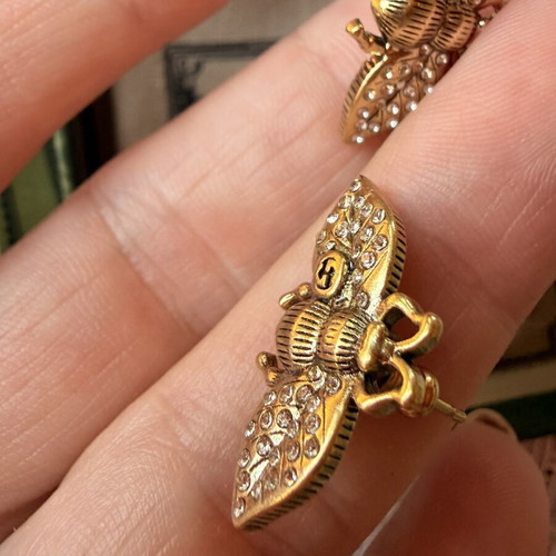 Gucci Bee earrings new with crystals and faux pearls