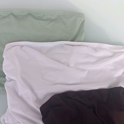 3 used Shein strapless tops brown XL, white L, green L