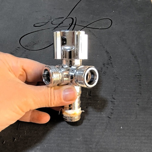 Arco A-80 Angle Valve with Two Outlets, Like New, Polished Chrome