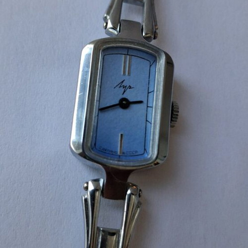 Luch mechanical wristwatch women's like new, turquoise and silver