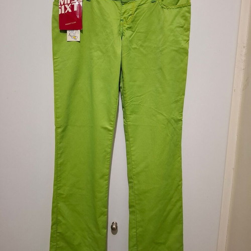 Miss Sixty Y2K Flared Pants New Old Stock Lime Green Size 28