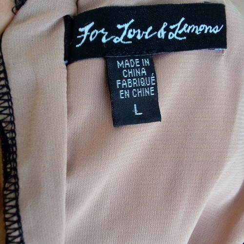 For Love & Lemons crop top blouse used, roomy Small, black