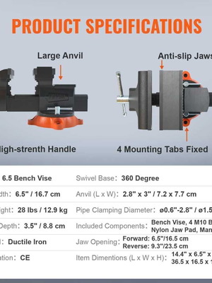 Μέγγενη Πάγκου 16,7cm VEVOR Καινούργια από Σφαιροειδή Χυτοσίδηρο