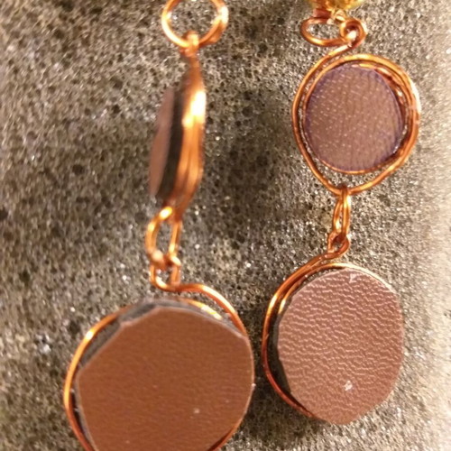 Copper earrings with spirals refurbished, handmade, stud