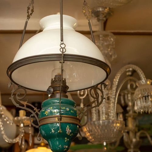 Antique hanging oil lamp used, island style