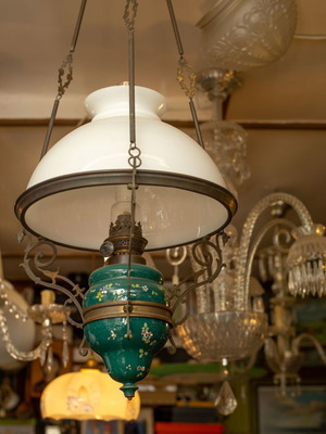 Antique hanging oil lamp used, island style