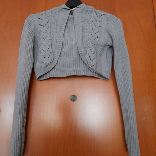 Zara bolero with hood medium, knitted, like new, gray