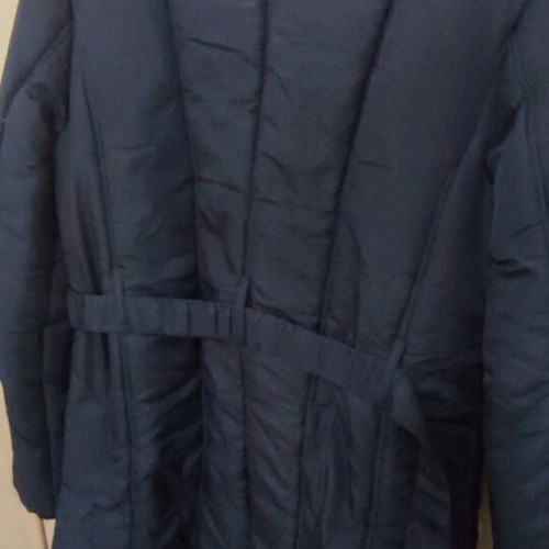 Long jacket like new, size L, black with belt and lining