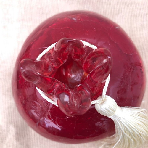 Pomegranate blown glass like new, handmade decorative crackle