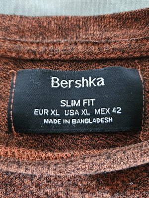 Bershka Slim Fit men's t-shirt, XL, brown marbled