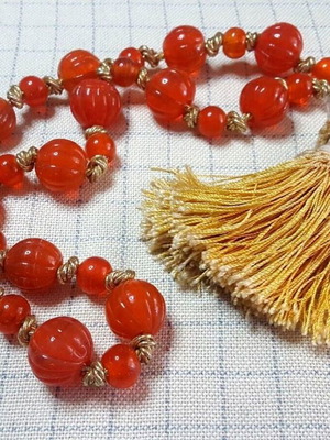 Decorative large worry beads used 60cm with glass orange-red beads