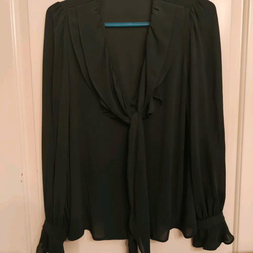Zara blouse like new, black semi-transparent with pussy-bow