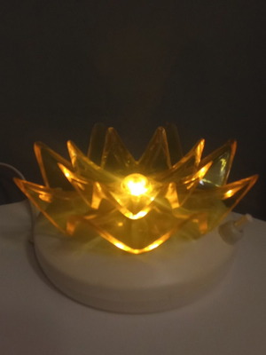 Vintage night lamp made of cast plexiglass amber color