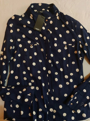 Mango Basics shirt blue with smiley, new, size L