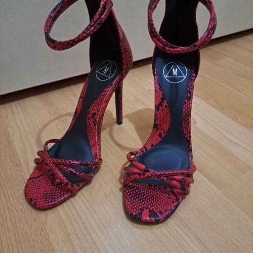 Missguided red snake print sandals like new, size 38