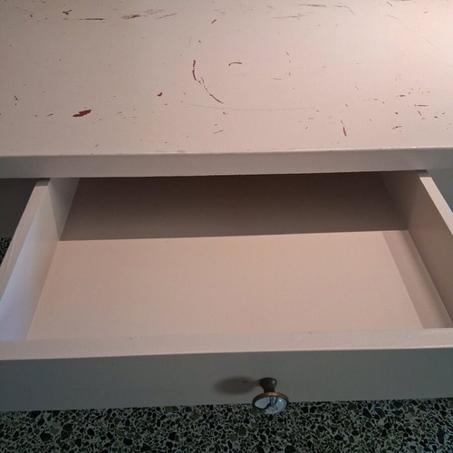 Wooden white dining table with drawers used