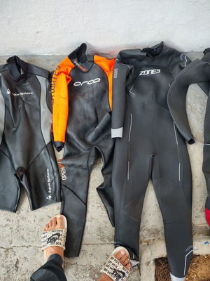 Orca and Zone3 wetsuits, diving gear set with Mares accessories