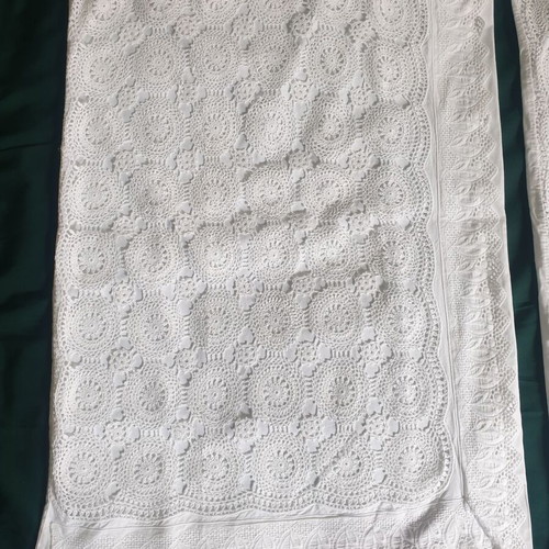 Vintage 60s pillowcases set of 2 used with handmade crochet lace
