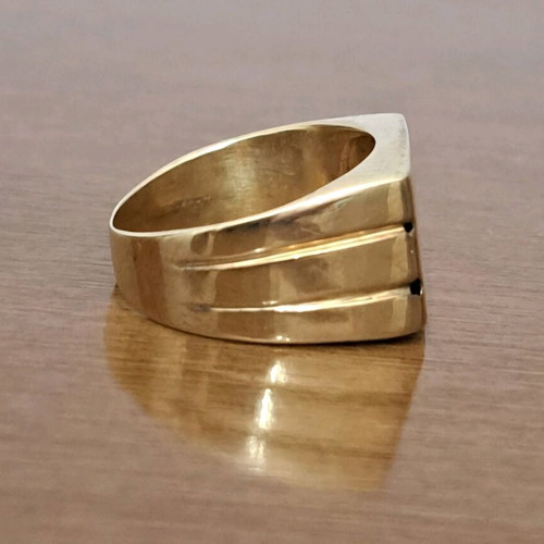 Chevalier ring silver 925 with 14K gold element like new, minimal