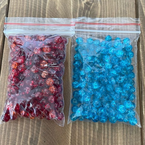 Glass crackle beads like new, pack of 2 bags