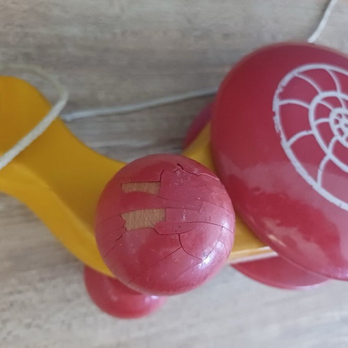 Kouvalias wooden toy used with minor wear on wheels